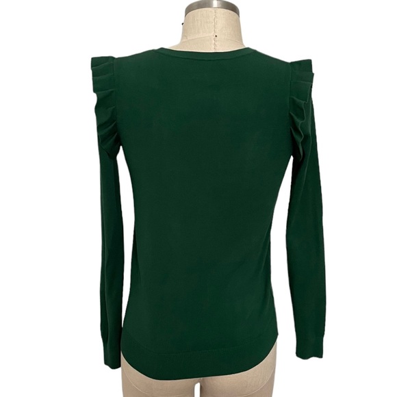 Ann Taylor Green Crew Neck Sweater with Ruffle Detail Size XS - Picture 4 of 8